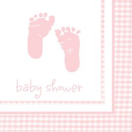 18 Serviettes Empreintes de Pieds Rose