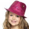 Chapeau Ailes Courtes avec Sequins et Paillettes Roses