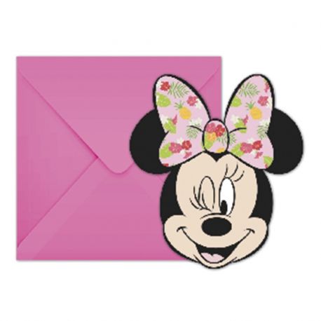 6 Invitations Minnie Tropical