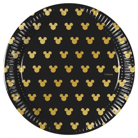 8 Assiettes Mickey Gold 20 cm