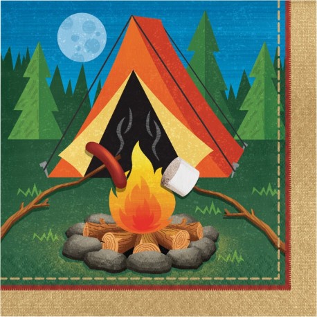 16 Serviettes Camping 33 cm