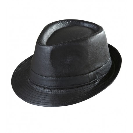 Fedora Noir Simili Cuir