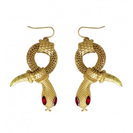 Boucles d'Oreilles Serpent aux Yeux Rouges