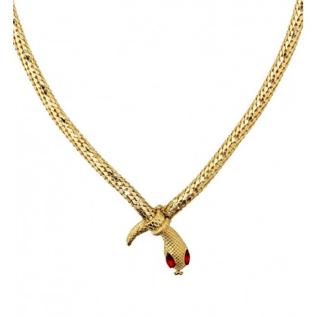 Collier Serpent Doré aux Yeux Rouges