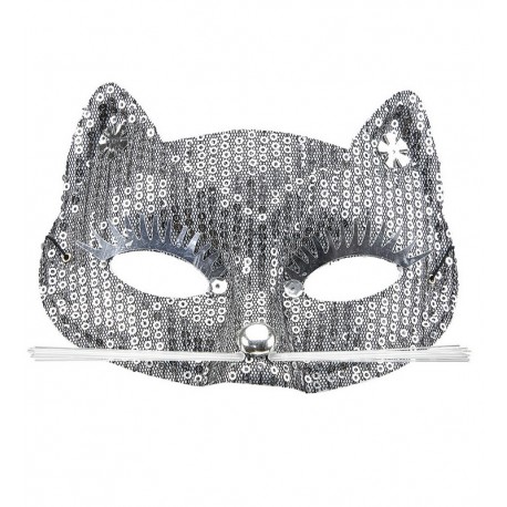 Masque de Chat à Sequins Argentés