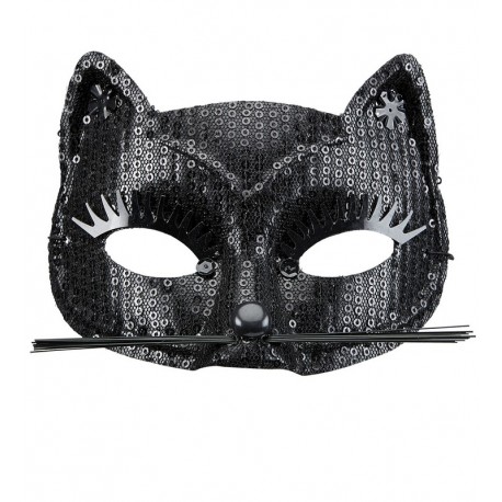 Masque de Chat à Sequins Noirs