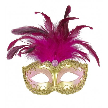 Masque Royal en Or avec Strass et Plumes