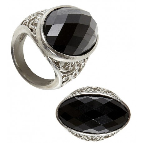 Bague avec Gemme Noire Gothique