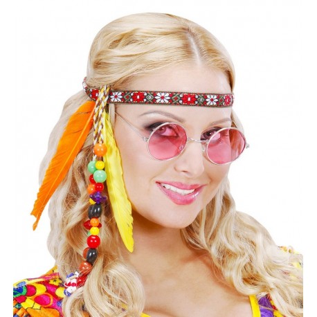 Bandeau hippie avec perles et plumes