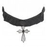 Collier de croix gothique avec pierre noire