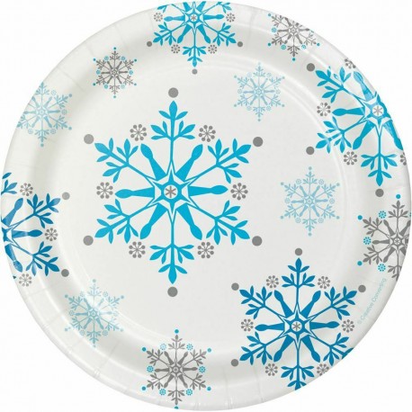 8 Assiettes Flocons de Neige 18 Cm