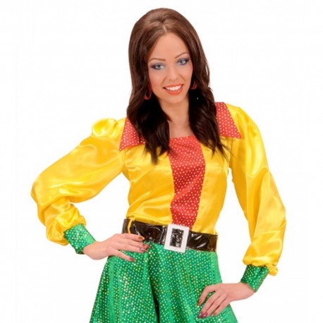 Chemise en Satin Multicolore avec Ceinture