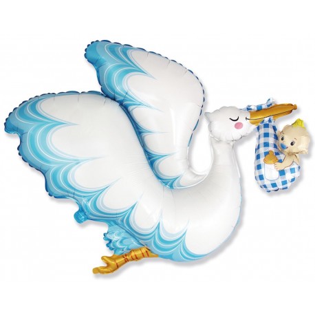 Ballon Baby Shower Cigogne Garçon 96 x 80 cm