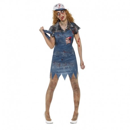 Disfraz de zombie hillbilly hembra azul