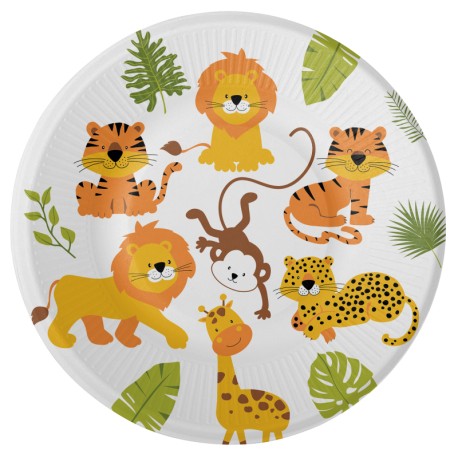 8 Assiettes Motif Jungle 23 cm