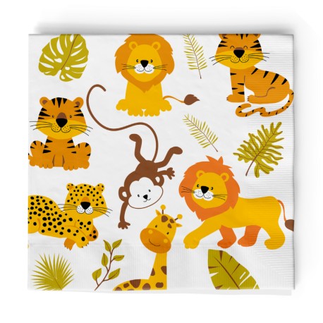 16 Serviettes Motif Jungle 33 cm