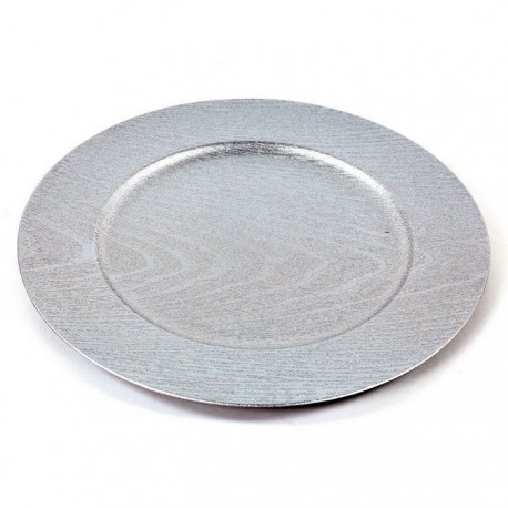 Assiette Ronde en Plastique Argent 33 X 33 X 1,50 Cm