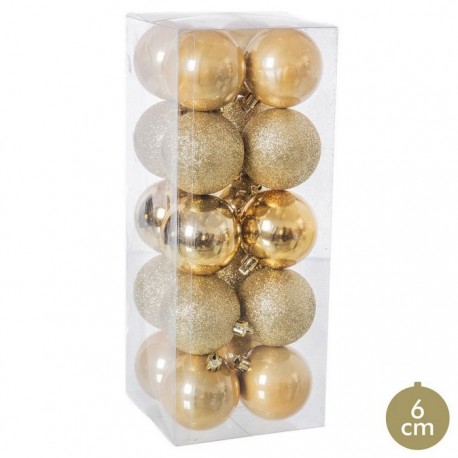 20 Boules Or Plastique Mixtes 6 X 6 X 6 Cm