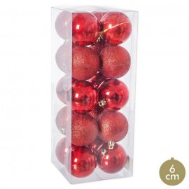 20 Boules Plastiques Rouges Mixtes 6 X 6 X 6 Cm