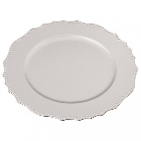 Plat Rond en Argent 33 X 33 X 1,50 Cm