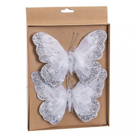 Papillon Avec Clip Argent 18 Cm