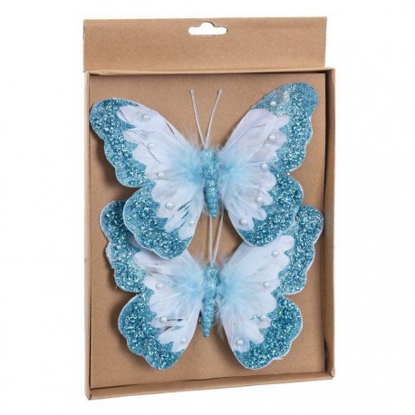 Turquoise papillon avec clip 18 Cm