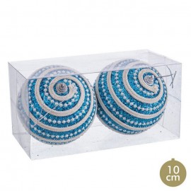 2 Boules de Perles en Polyfoam Bleu 10 X 10 X 10 X 10 Cm