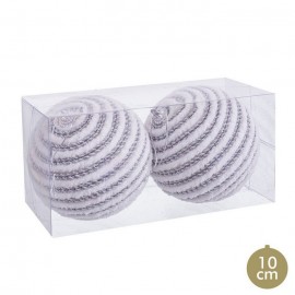 2 Balles Spirales Polyfoam Argent 10 X 10 X 10 X 10 Cm