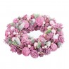 Couronne de pommes de pin et boules roses 34 X 34 X 8,50 Cm