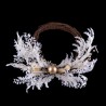 Couronne branche et boules blanches 45 Cm