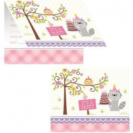 8 Invitations fermes 1er anniversaire fille