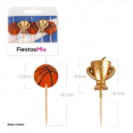 5 Velas Baloncesto 6 cm