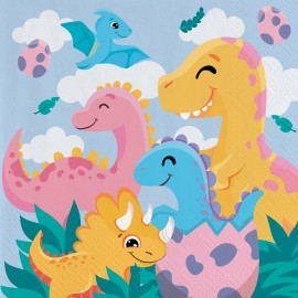 16 Serviettes 32 cm Dinosaures