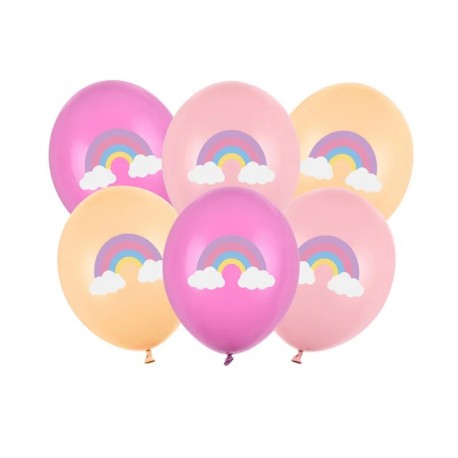 Globos 30 cm, Arcoiris, mix (1 pkt / 6 uds.)