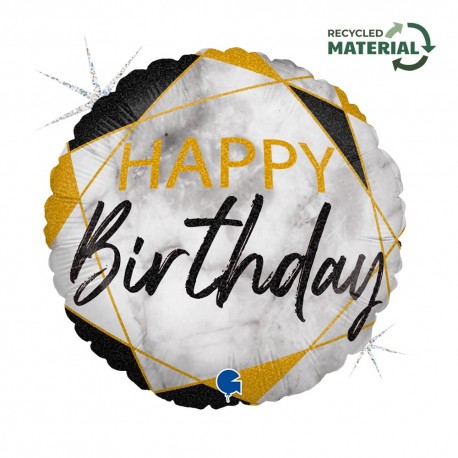 Globo Marble Mate Happy Birthday Black